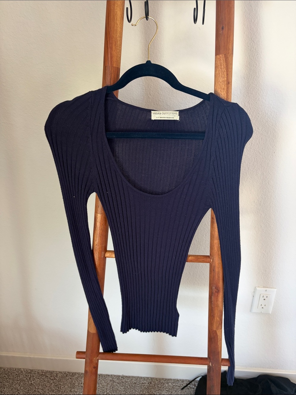 Urban Outfitters Ribbed Scoop Neck Long Sleeve Top